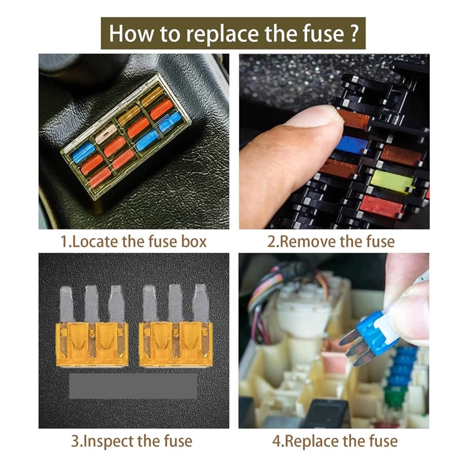 Fusibile Micro3 da 60 pezzi, lama micro a 3 poli | Kit assortimento fusibile di ricambio 5A 7,5A 10A 15A