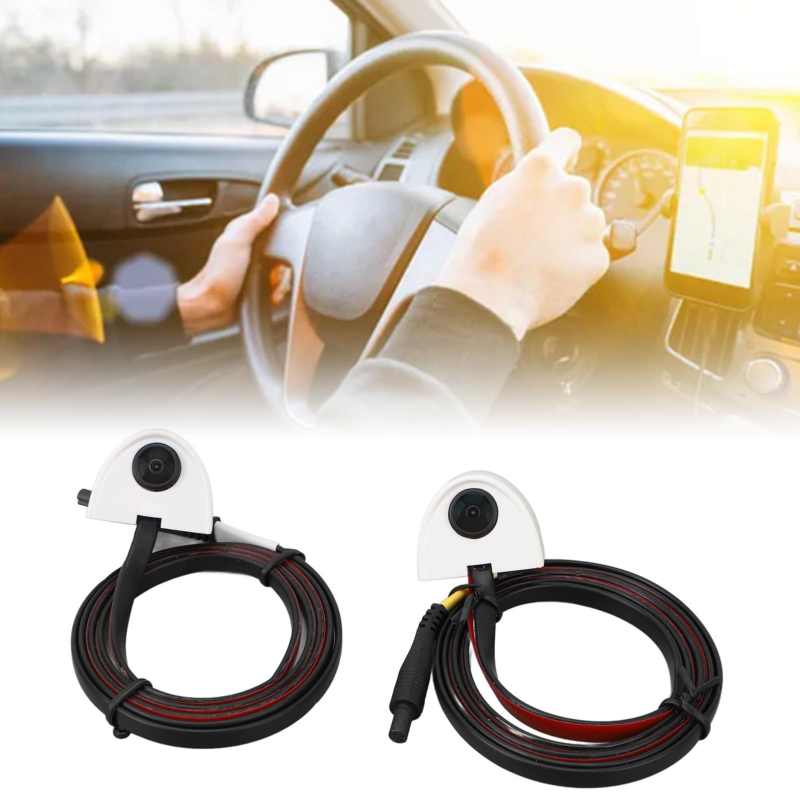 Auto Seitentür Sicht Toter Winkel Kamera Set, 2 Mini Kameras mit Umschaltbarer Flip Bild Seitenmontage Links und Rechts, Wasserdichter Rückfahrkamera Cinch Anschluss für LKW