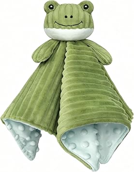 Baby Security Blanket for Unisex Boys and Girls, Soft Lovey Frog Baby Gifts for Newborn Toddler Snuggle Toy Stuffed Animal, Green 15 Inch