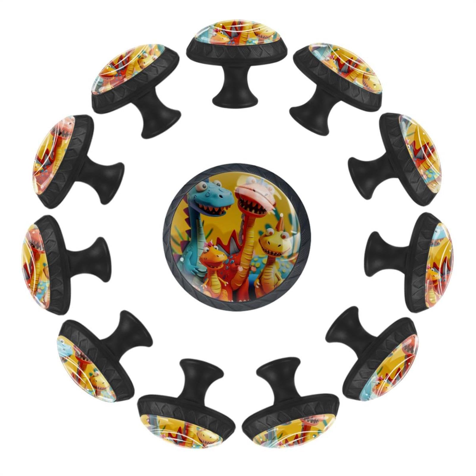 Boutons de tiroir dinosaure en verre lot de 12 pour meuble enfant