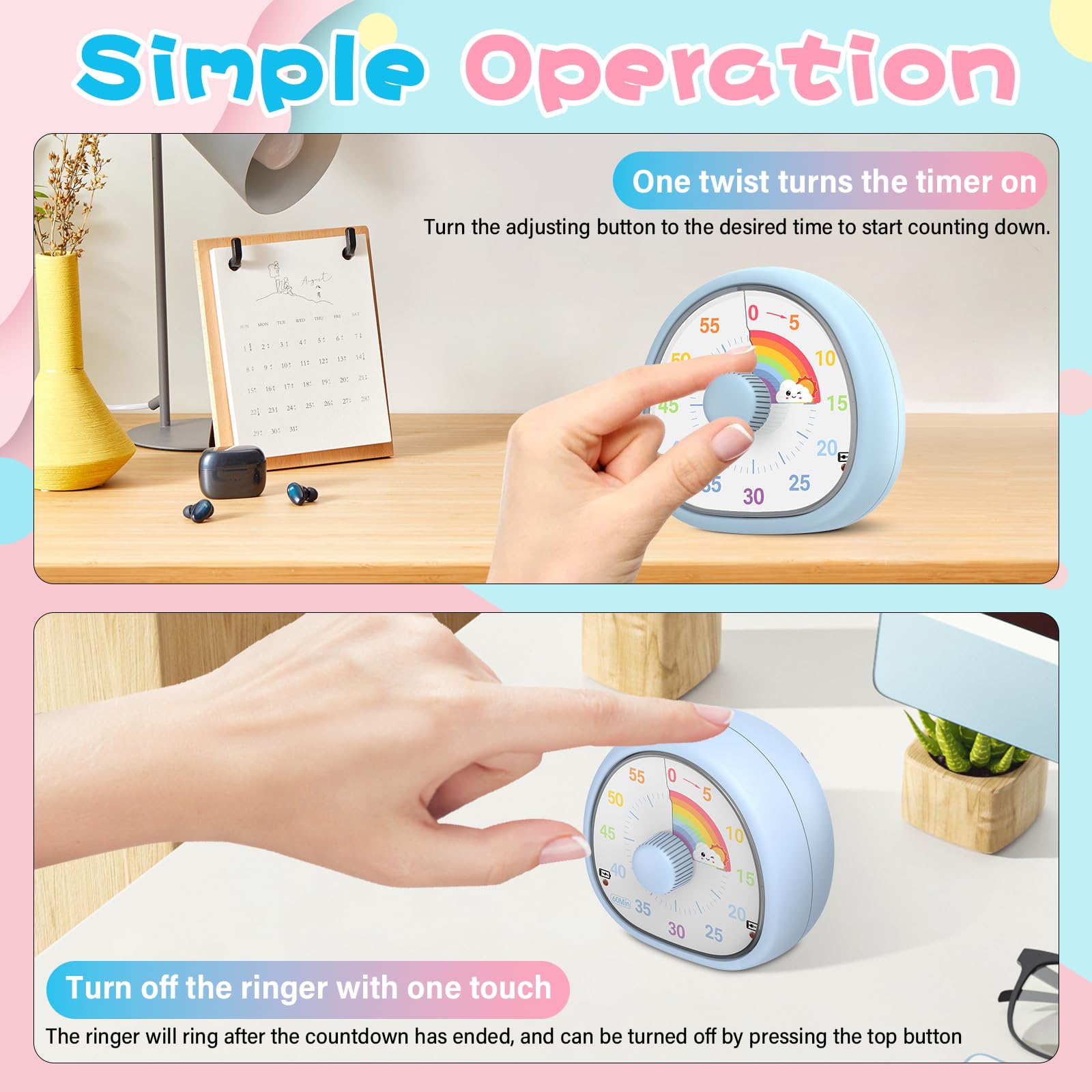 Visueller Timer Für Kinder & Erwachsene – 60-Minuten Countdown Mit Leiser Anzeige, Ideal Für Küche, Büro & Zeitmanagement