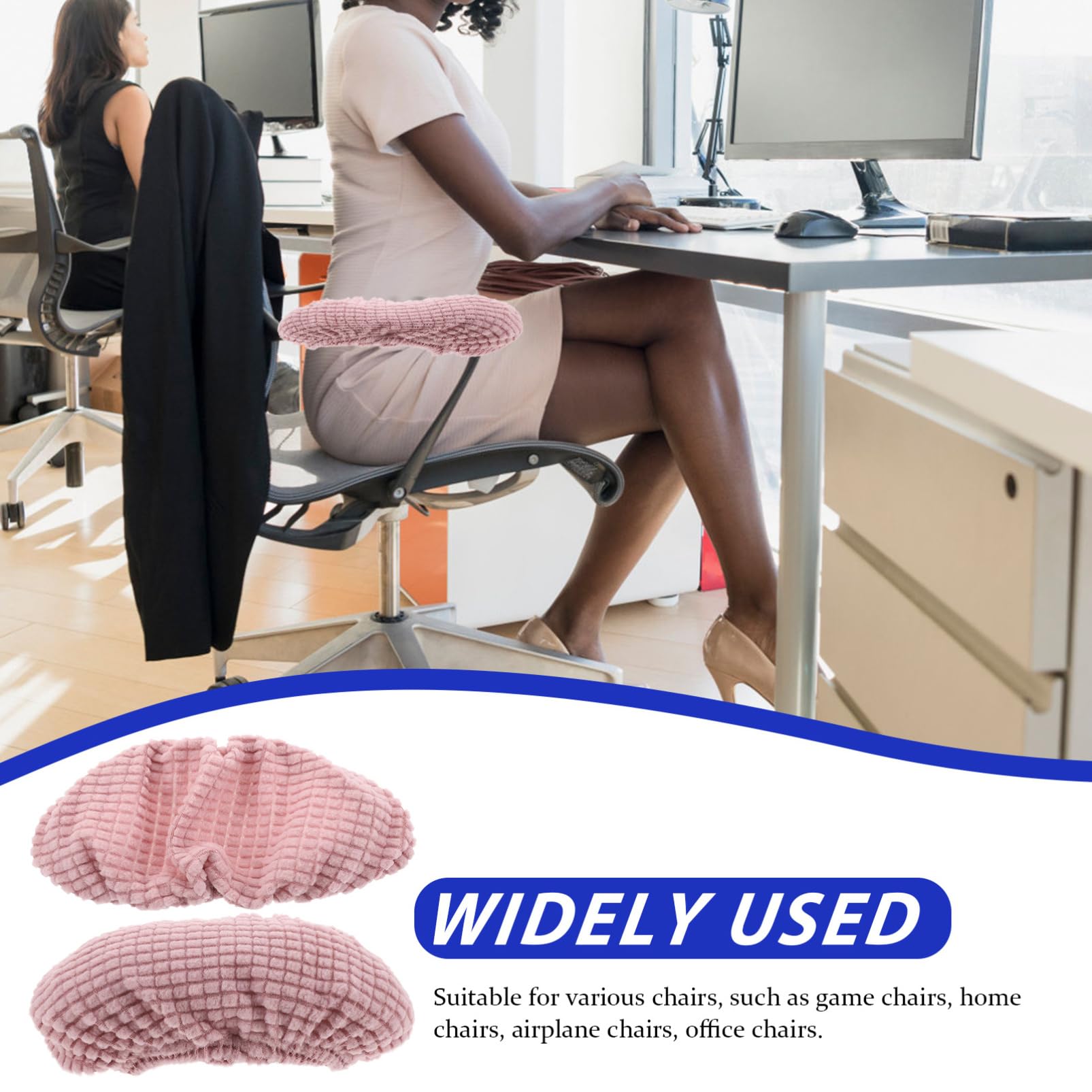 FUNOMOCYA 2Pcs Detachable Office Chair Armrest Covers Stretchy Elastic Armrest Sleeves for Computer and Office Chairs Armrest Protectors for Comfortable Seating - Image 2