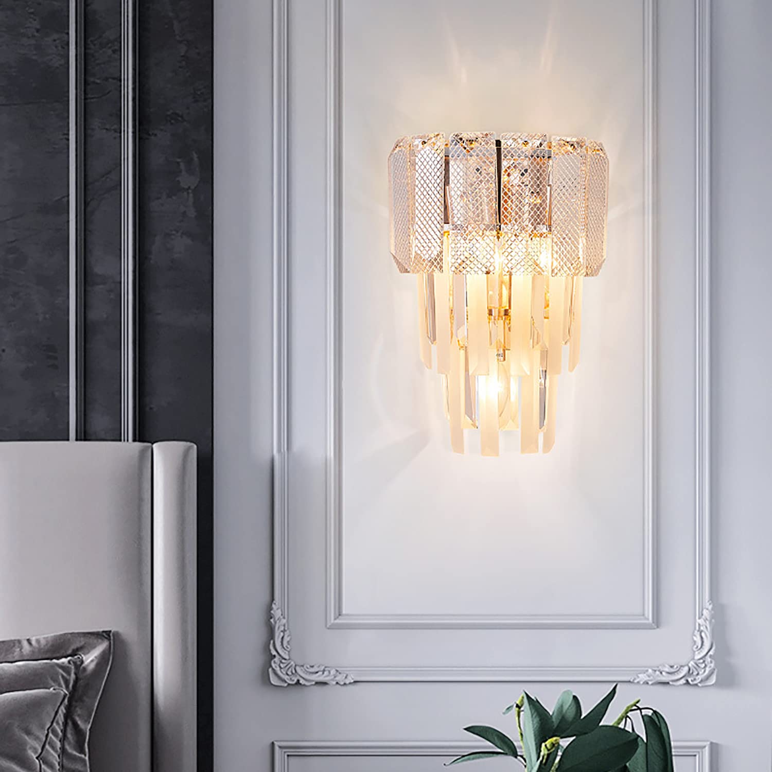 Genérico Lámpara de Pared de Cristal Tricolor con atenuación de 7 W, Moderna y Lujosa lámpara de Pared para Sala de Estar, baño, Dormitorio y Pasillo, Aplique de Pared, Accesorios de iluminación