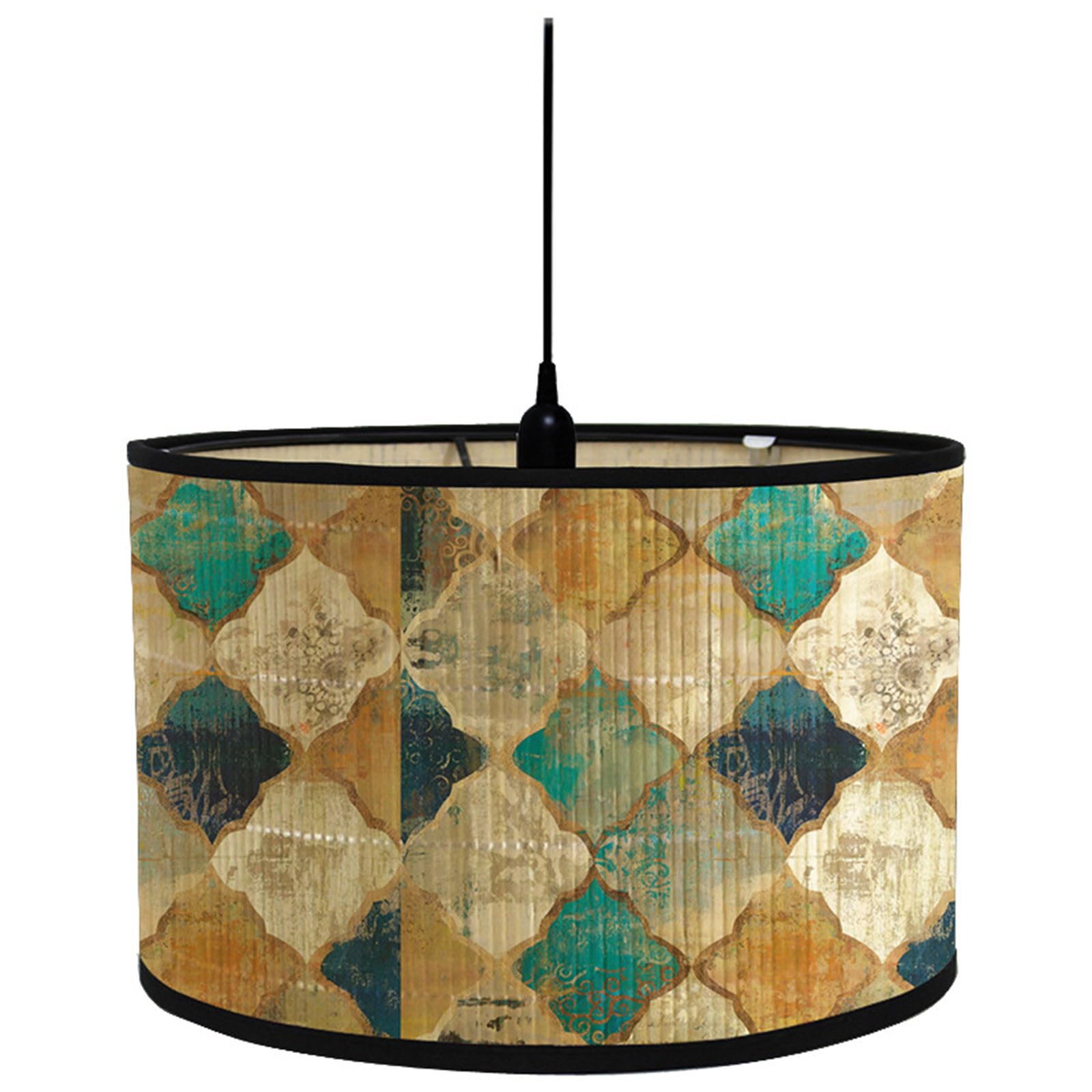 Morbuy Bamboo Lampshade for Table Lamp, Rhombus Pattern Vintage Style Diameter 30cm Wooden Bedside Light Lampshade Light Shades Wall Light Lamp Shades, Desktop Accessories (Vintage Style)
