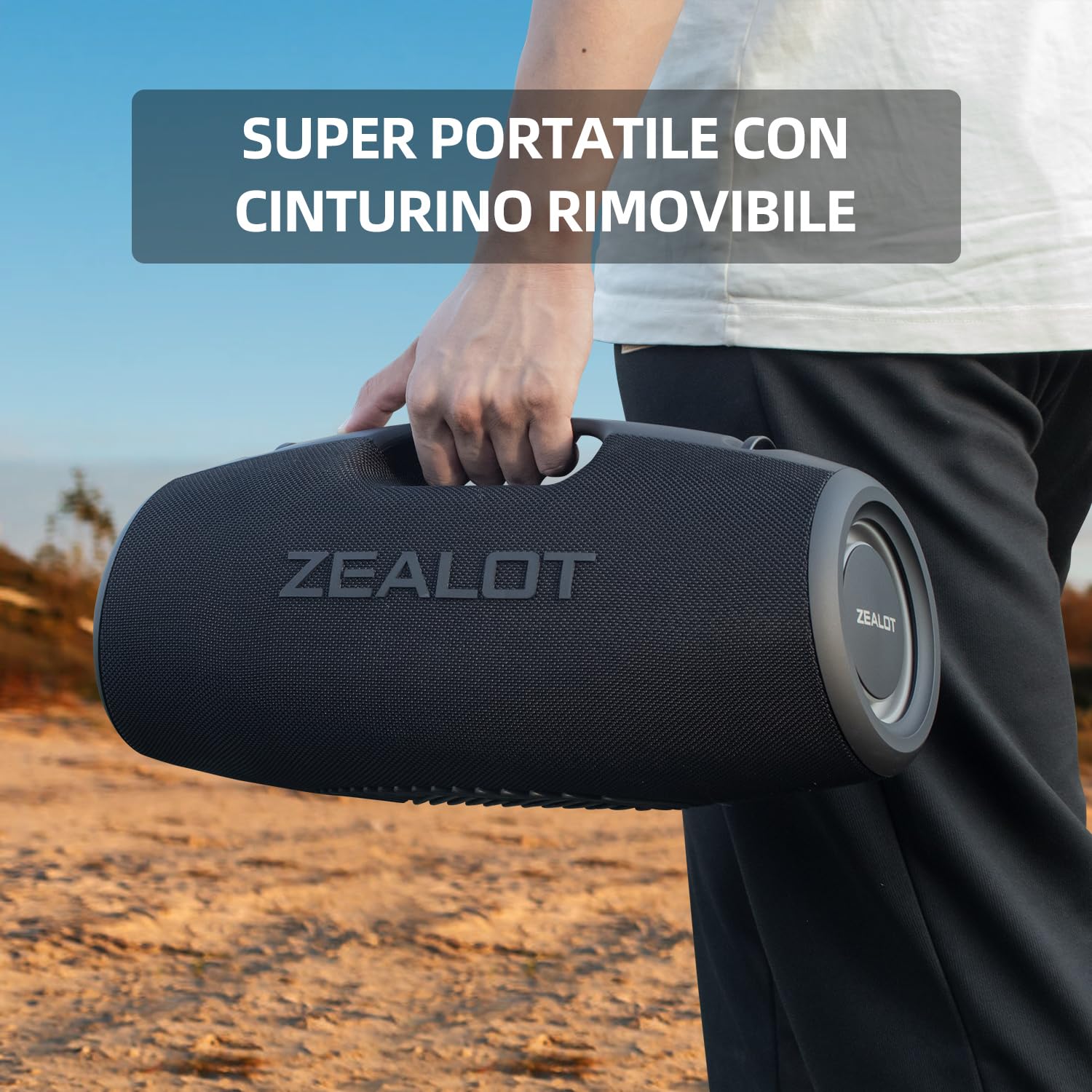 ZEALOT Cassa Bluetooth,120W Altoparlante Bluetooth con Bassi di Aumento,Impermeabile IPX6,Luce LED,Bluetooth 5.2,Esterno,Cassa Bluetooth per Campeggio,Spiaggia,Regal