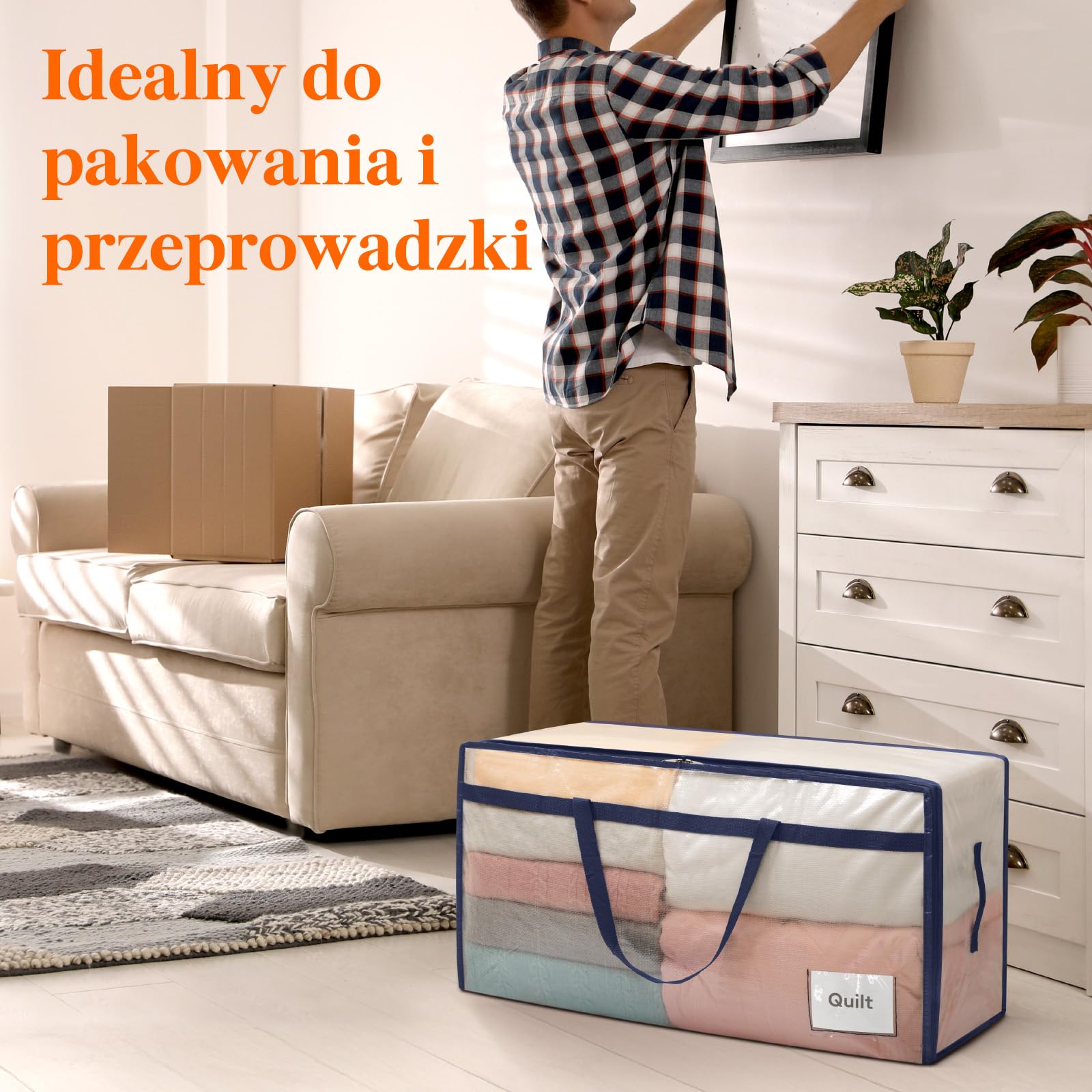 Lifewit Zestaw 6 toreb do przechowywania ubrań 110 L, duże torby przeprowadzkowe z uchwytami, składane pudełka przeprowadzkowe na kołdry, koce, ubrania, przezroczyste