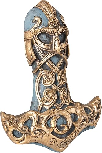 Miniatura 5 de Pacific Trading Company - Placa de pared de martillo de Thor, pintada a mano, resina fundida, decoración de pared para colgar en interiores, 8
