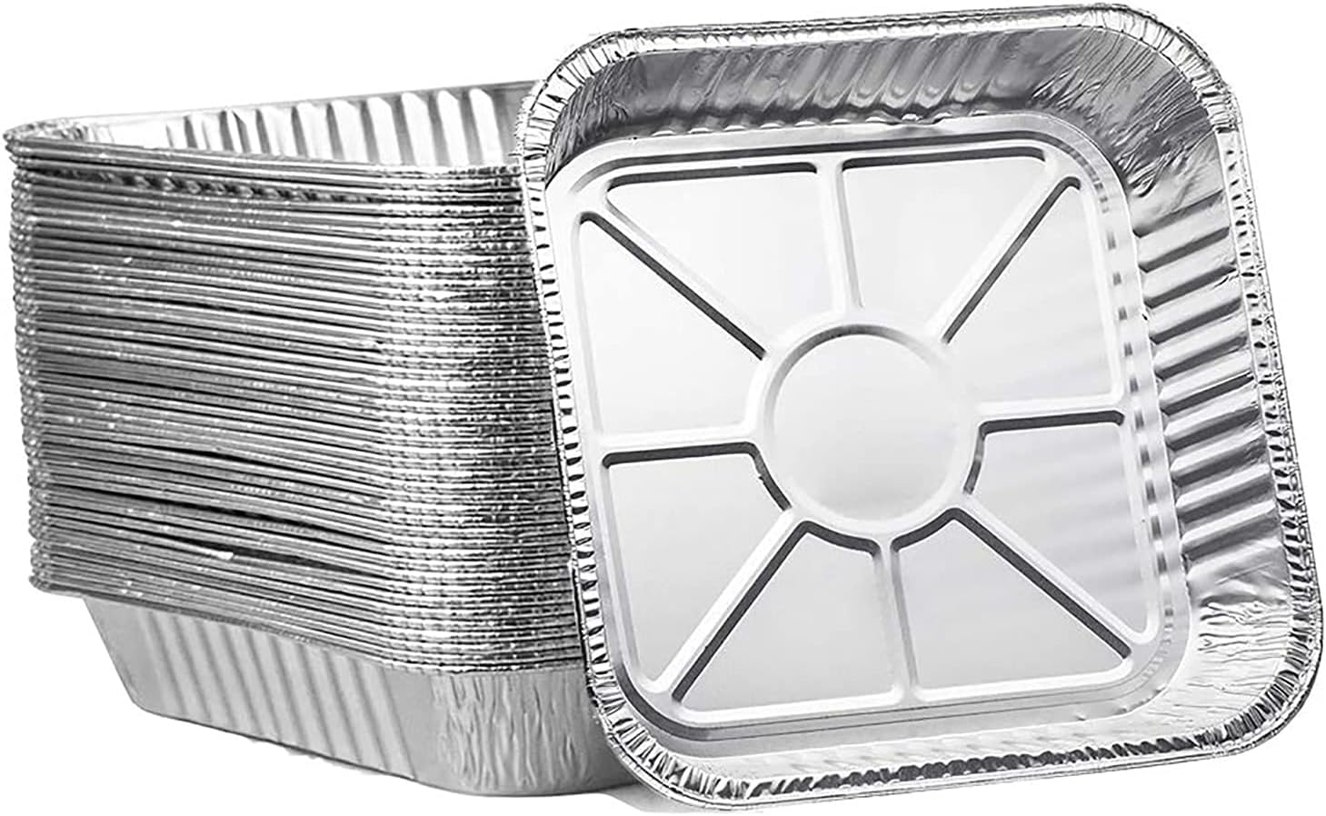 Aluminum Foil Pans 50 Pack Disposable Tin Foil Pans for Baking, 8 x 8