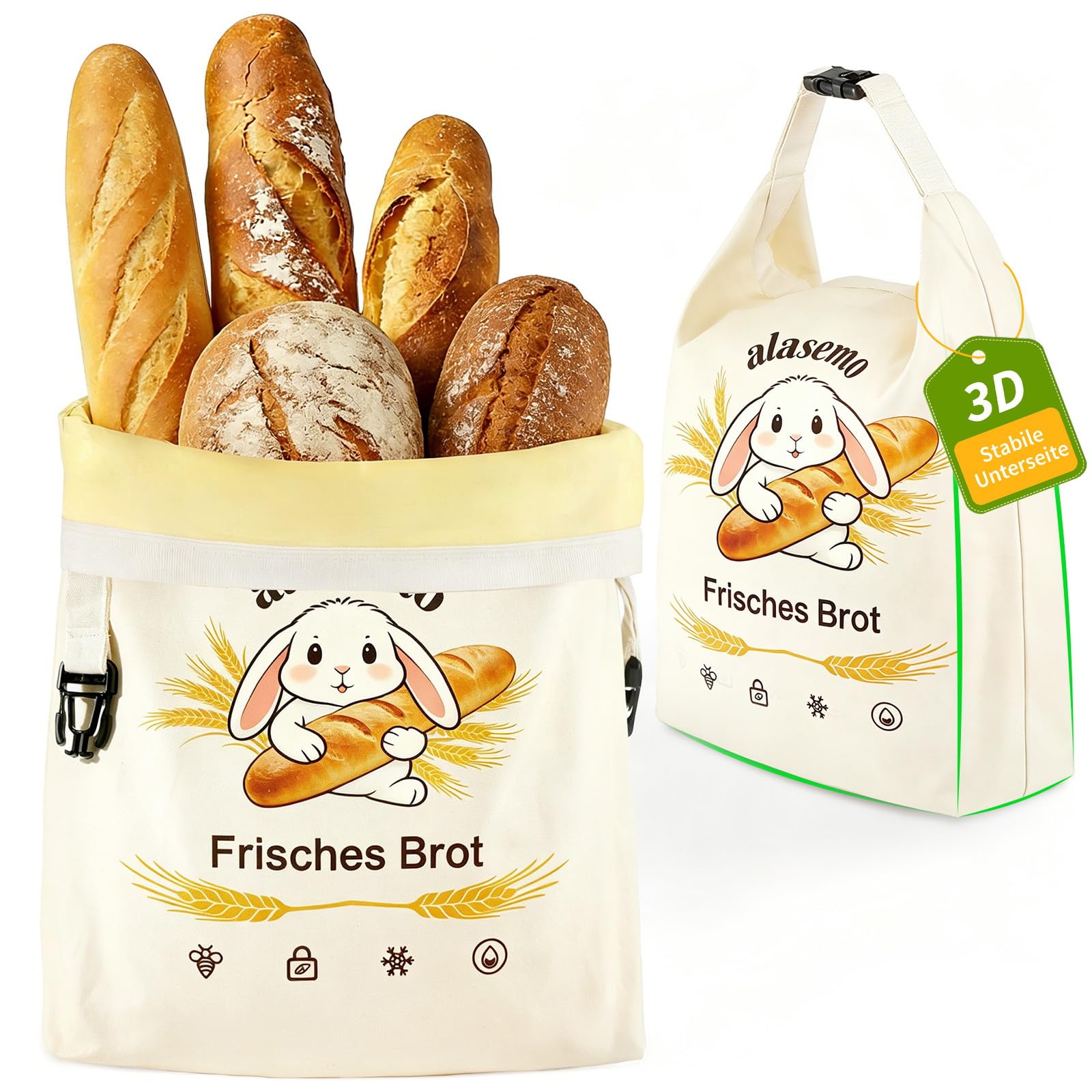 alasemo Bienenwachs Brotbeutel für Aufbewahrung Frischhalten 2 Stück