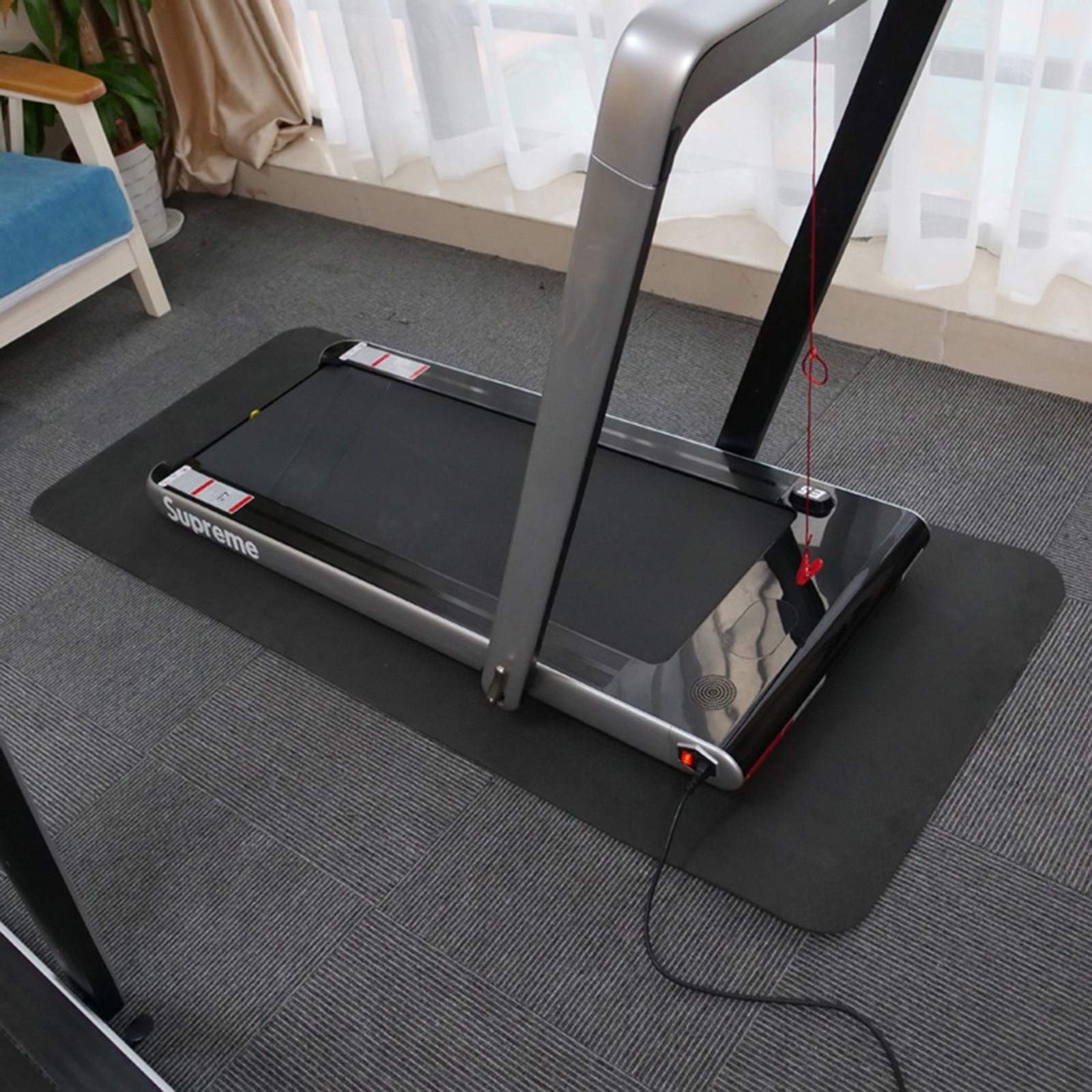 Tappetino per Tapis Roulant Insonorizzante Tappeto Antirumore Antivibrazione Tappeto Gomma Antiscivolo Protezione del Pavimento Tappetini per Attrezzatura Palestra Casa 190×85×0.4cm