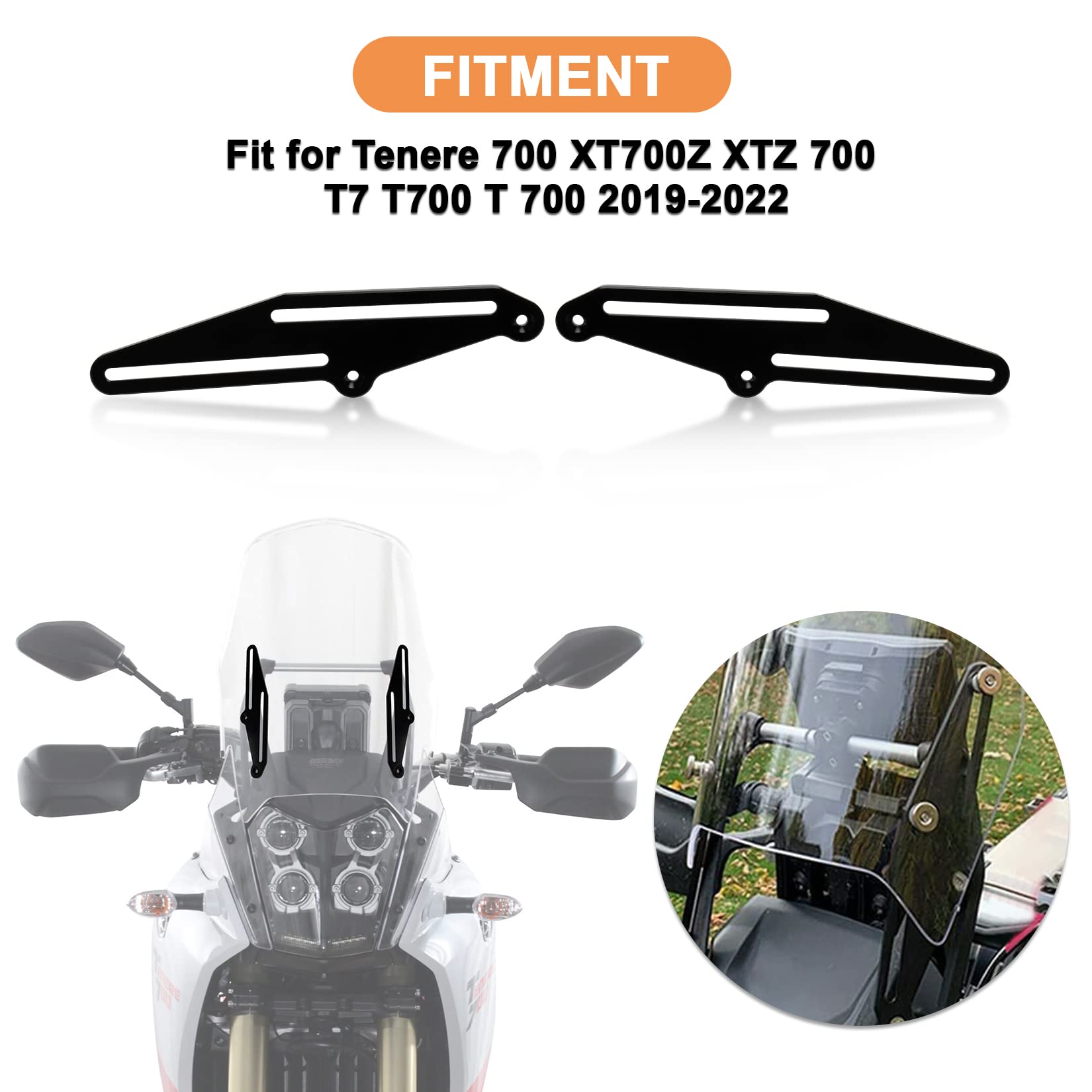 Motorfiets Voorruit Voor Tenere 700 Voor XT700Z 2019-2024 Voorruit Motorfiets Voorruit Motor Wind Deflector Protector Motorfiets Deflectors(Black