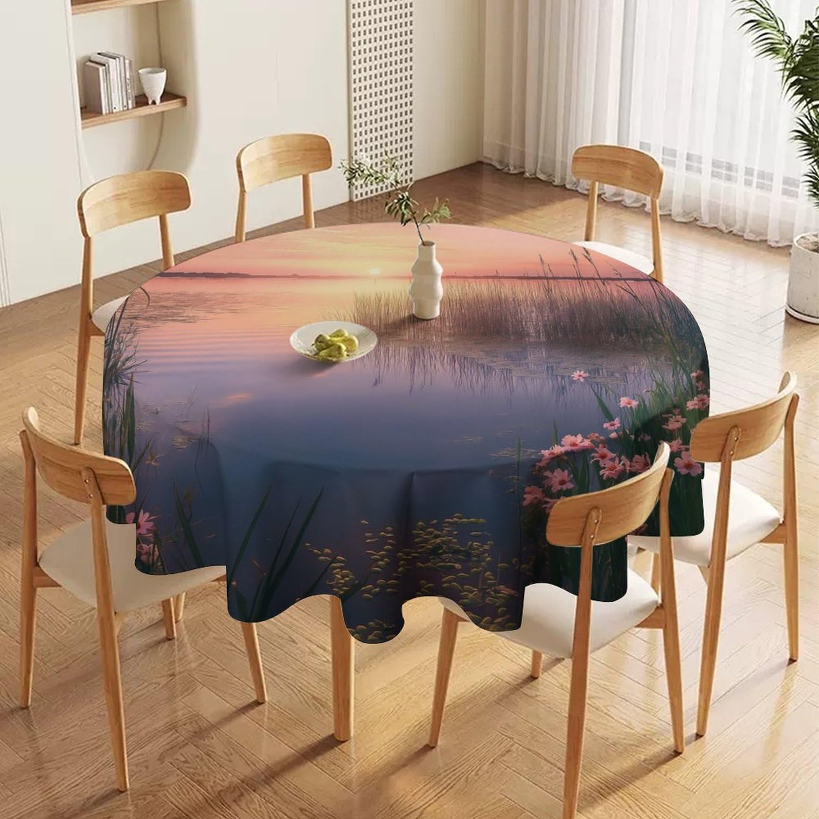 ORDOBO 3D Print Round Tablecloth - Beautiful Sky Fashion Waterproof Dust-Proof Table Cover For Dinner Kitchen Holiday Home Protect Table Decoration 177X177Cm