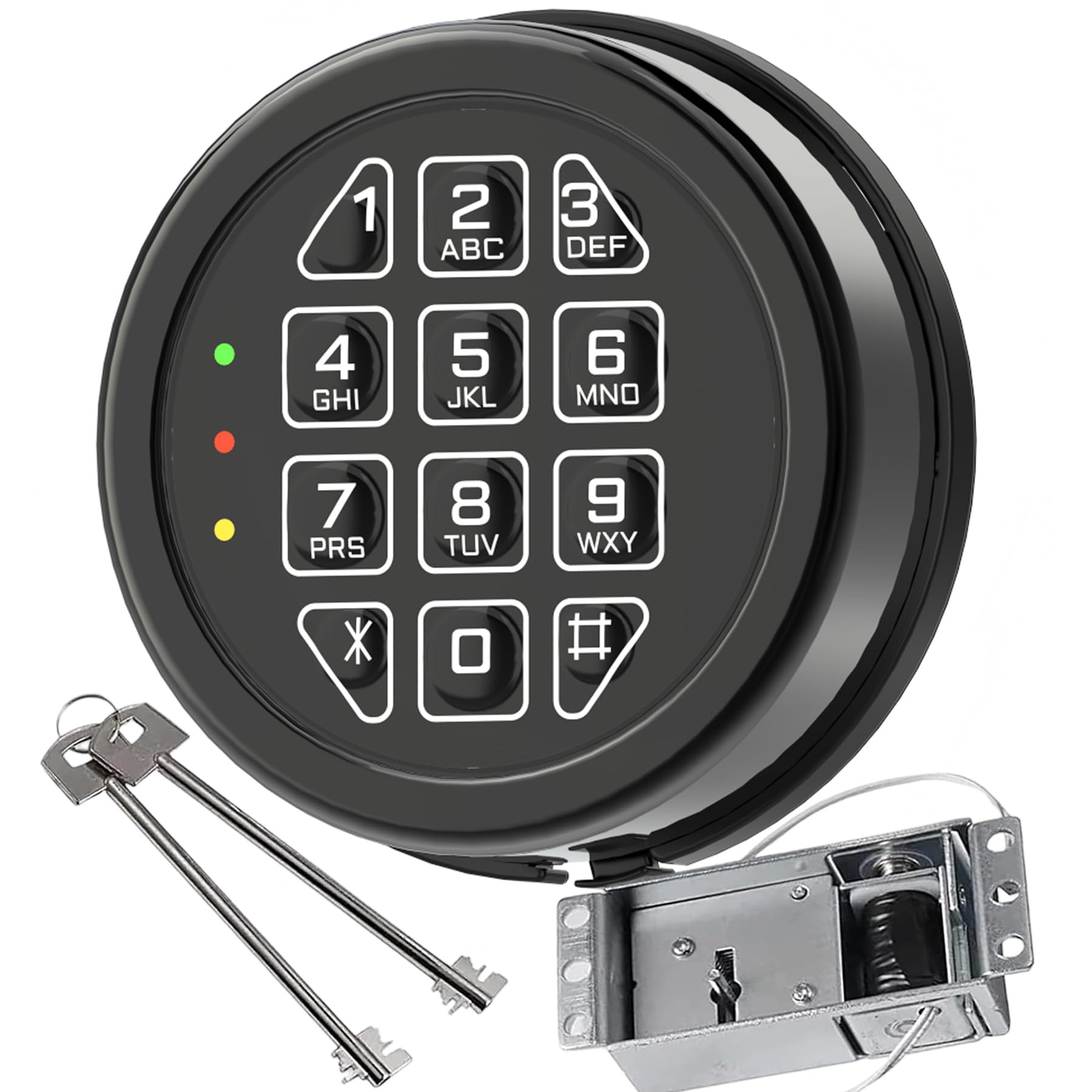 High Security Electronic Safe Lock Replacement Keypad with Solenoid Lock & 2 Override Keys, Fit Safe Box and More