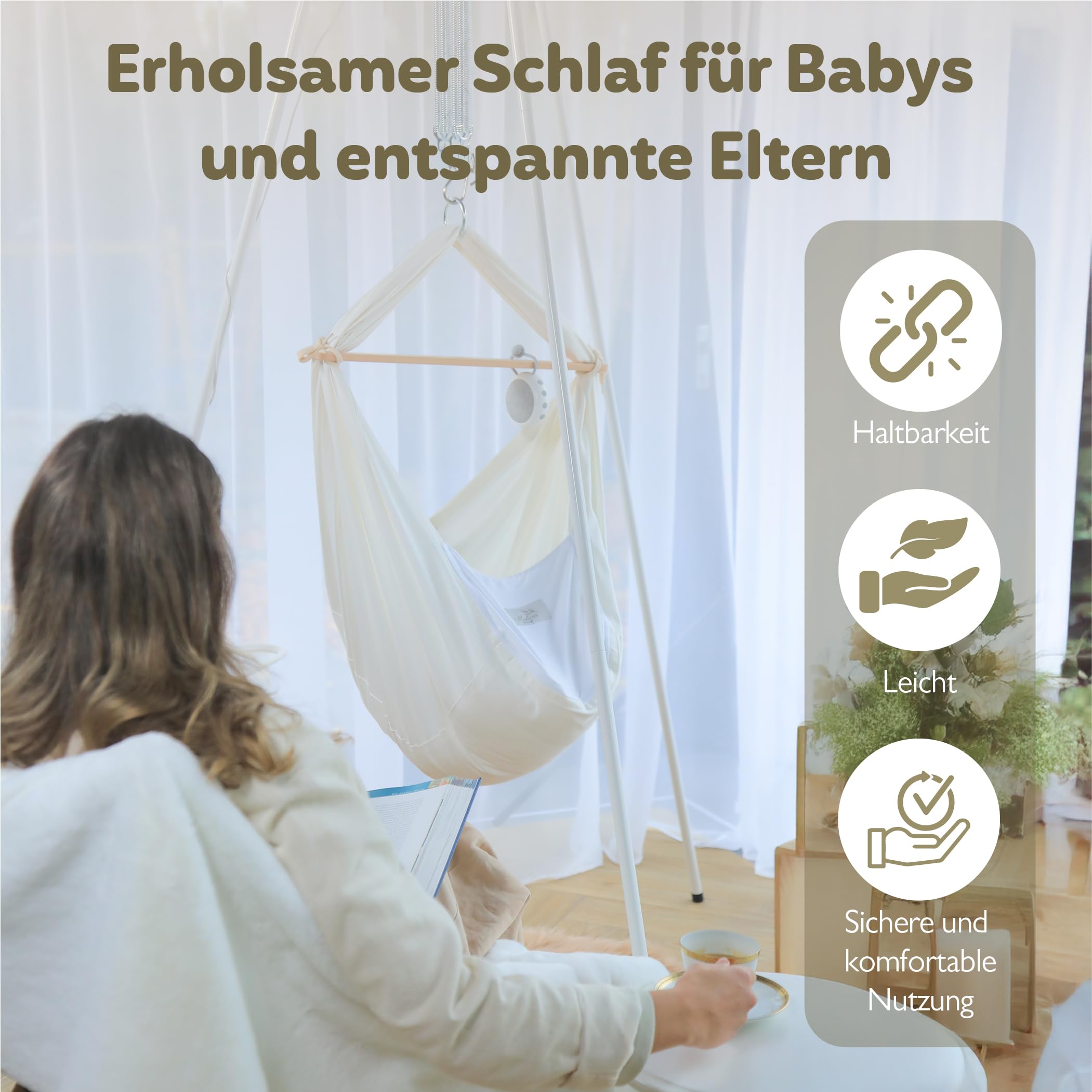 MALARA Support à ressort pour hamac de bébé, cadre de hamac pour bébé, cadre stable et durable, spécialement conçu pour accrocher des berceaux à ressort.