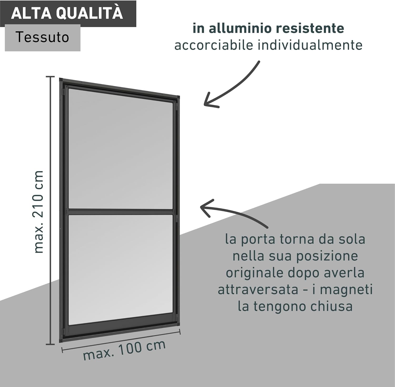 High-quality aluminum frame and self-closing mechanism of the Windhager insect screen.