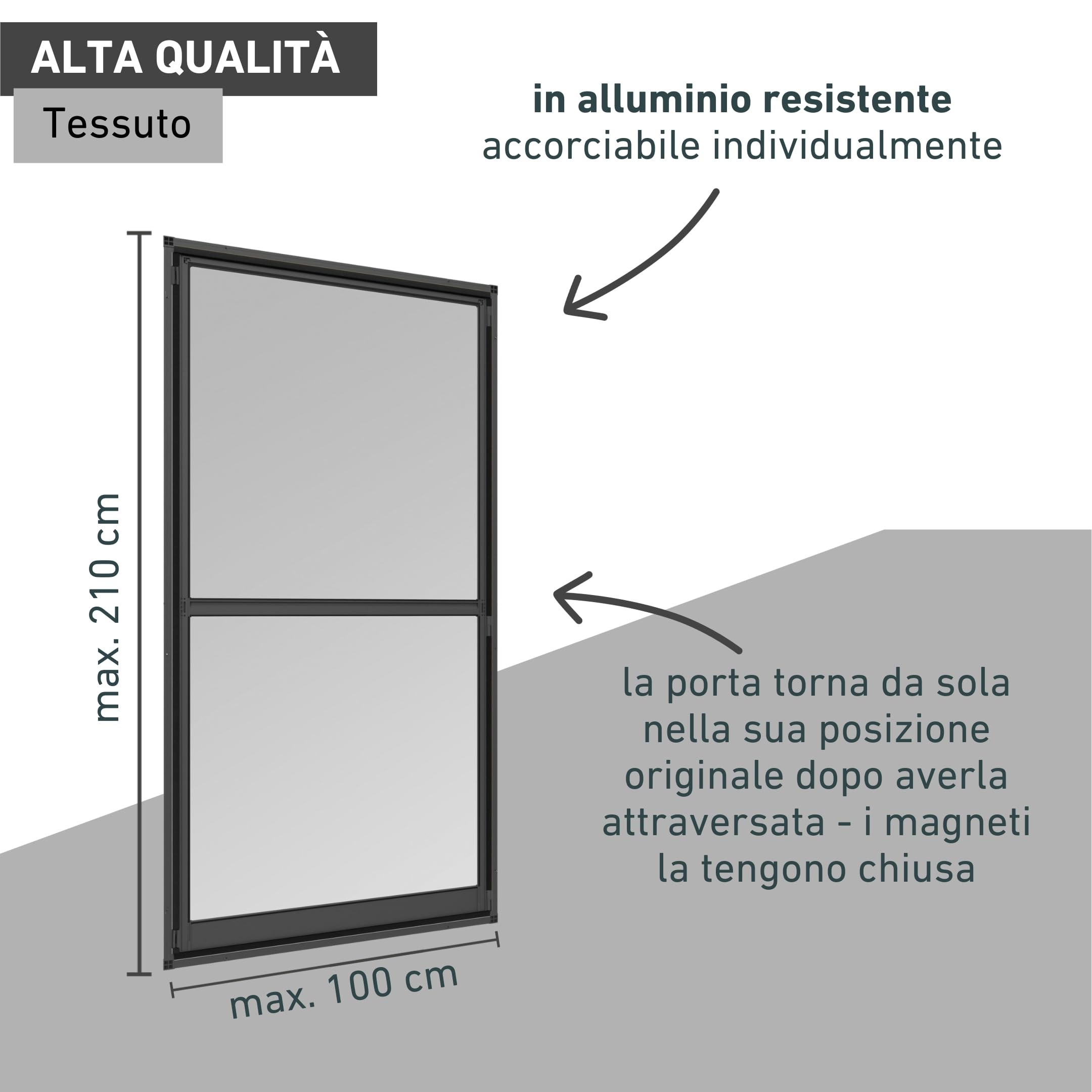 Windhager Expert 03241 - Zanzariera per porta a battente, zanzariera girevole, 100 x 210 cm, antracite