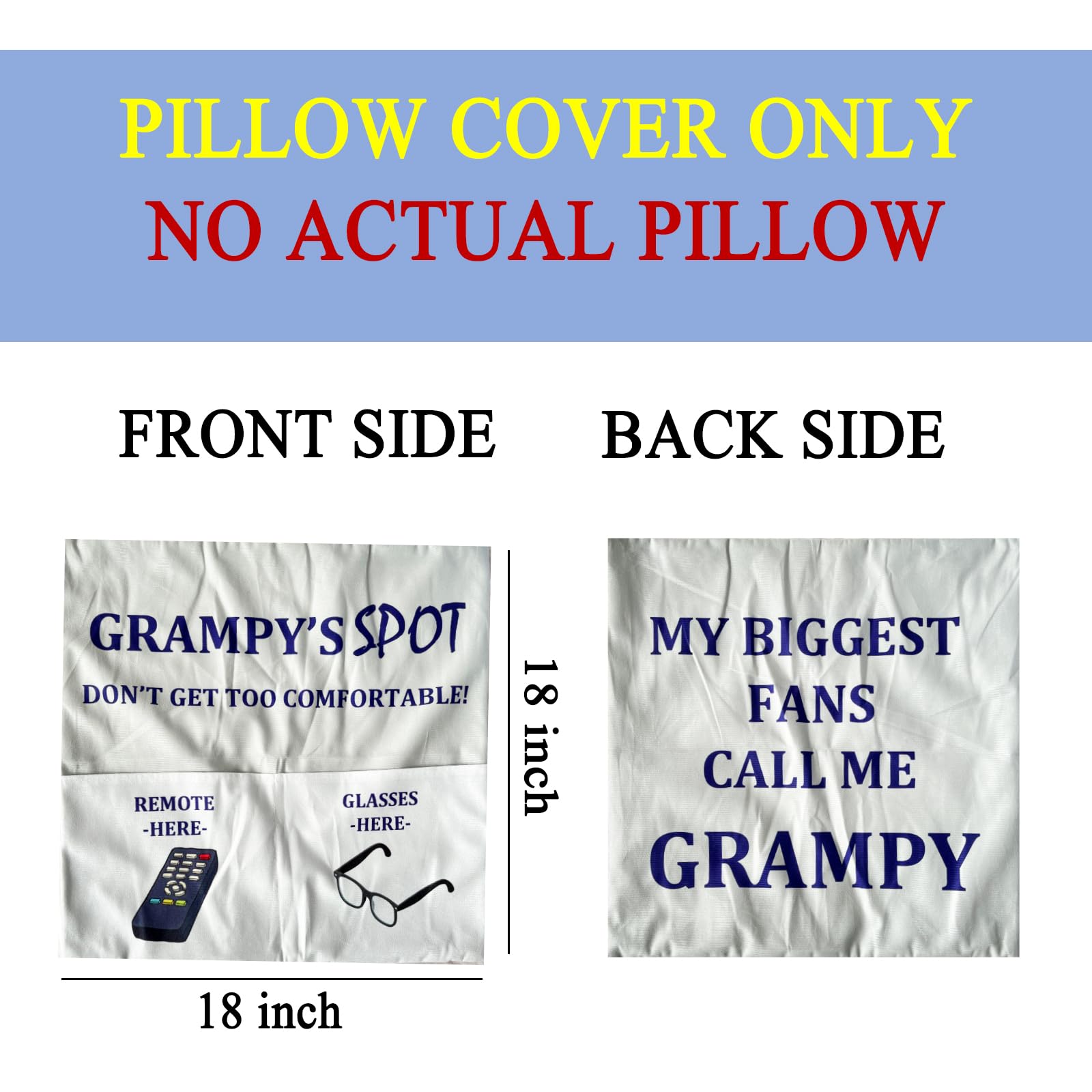 Gifts for Grampy Grandpa Gifts, 2-Pocket 2-Sided Grampy Pillow Covers 18x18 Inch, Father’s Day Birthday Christmas Stocking Stuffers Thanksgiving Day Gifts