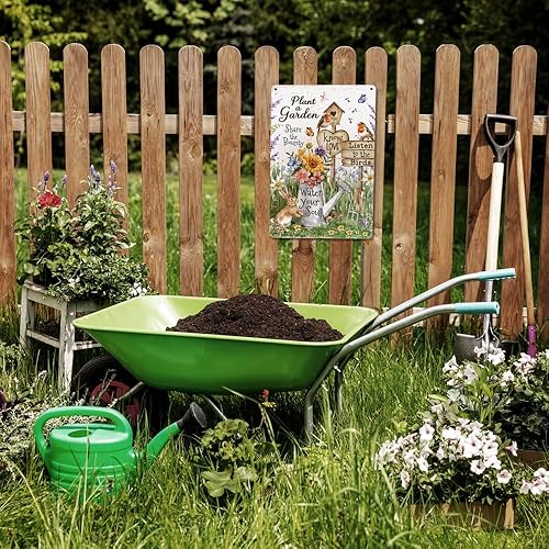 Miniatura 7 de Letreros metálicos para decoración de jardín planta un jardín, comparte la recompensa, escucha a los pájaros, Water Your Soul para los amantes de