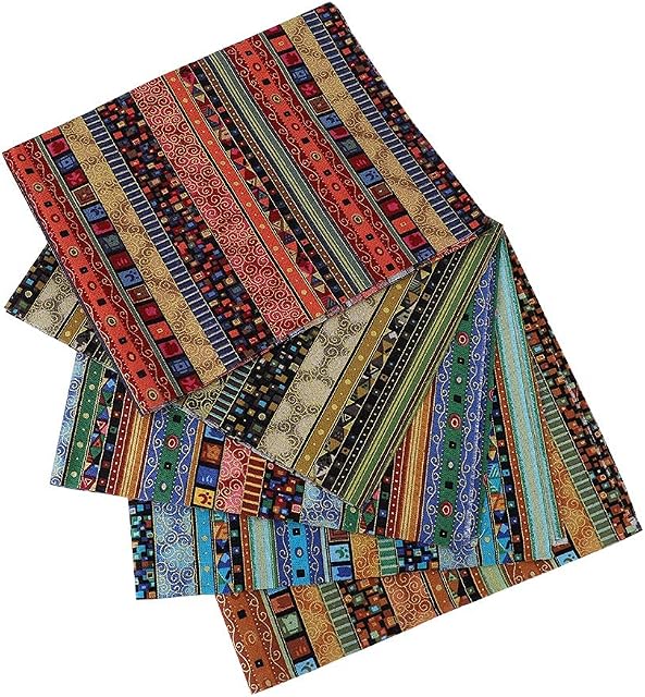 5 Pieces Fat Quarters Cotton Fabric, Ethnic Pattern Fabric Squares, 50 x 40 cm Floral Patchwork Fabric, Pre-Cut Quilting Cloth Fabric, Printed Fabric Bundles for Sewing DIY Face Protectors Crafting