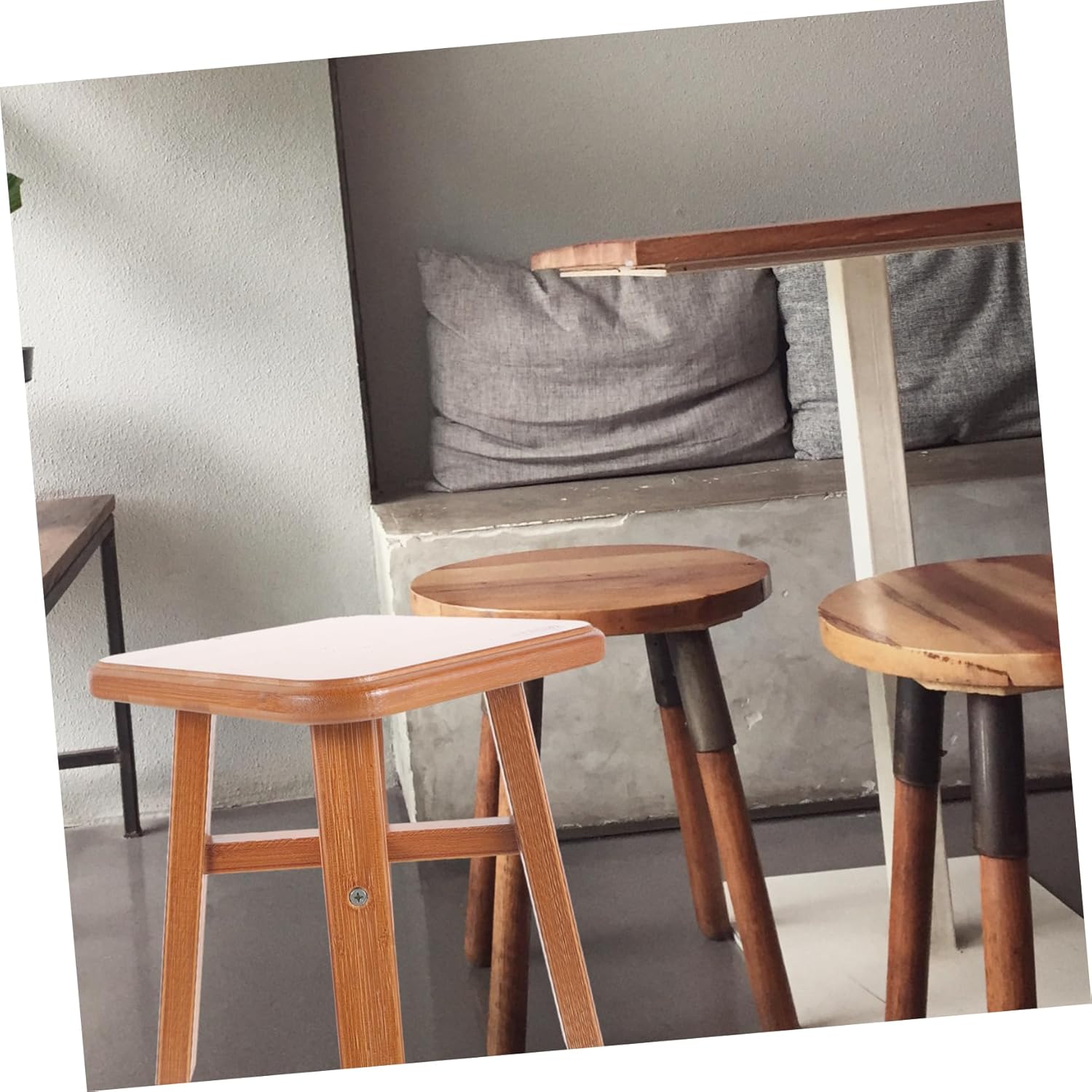 Wooden Stool for Home Use Lightweight Low Stool for Shoe Changing Stylish Solid Wood Footstool for Adults and Boys and Girls Versatile for Living Room Bathroom and Bedroom