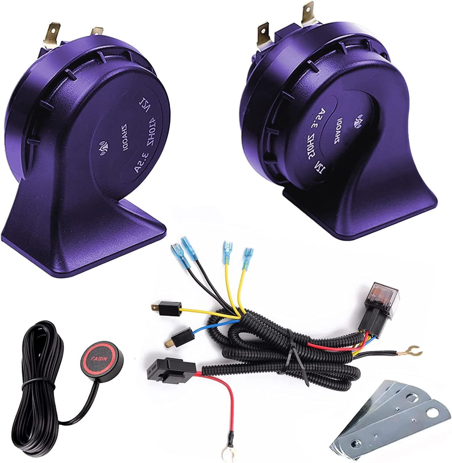 Car Horn Truck Horns 12V,BANHAO Train Horn Waterproof High Low Dual Tone Universal Fit Super Loud Electric Snail Horns Kit for all 12V vehicles, RVs, pickups and off-road cars (with button)