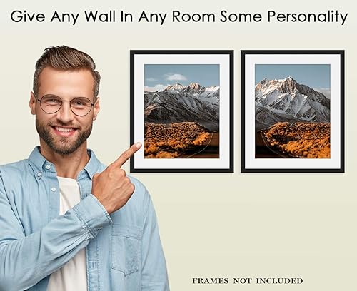 Miniatura 4 de Scenic Mountain View Abstract Wall Art: Minimalist, Aesthetic & Boho Wall Art for Home, Office, Bedroom & Living Room Decor - Set of 2 Unframed