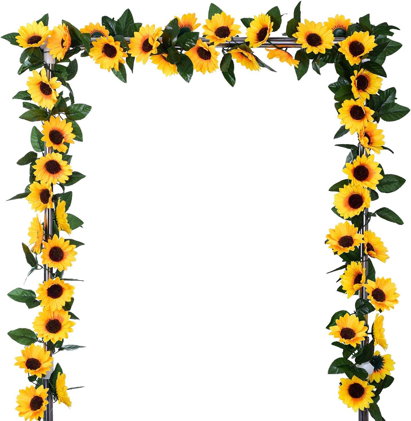 1 Pcs Artificial Flowers Vine Silk Wisteria Garland Fake Ivy,(6 ft Long) Wedding Decoration Diwali/Ganpati/Christmas Decorations Fake Daisy Floral Vine (Sunflower Vine)-image-0