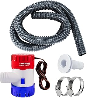 Sanuke 1-1/8 Inch Boat Bilge Pumping Kit, 1100gph Bilge Marine 12V Water Pump with