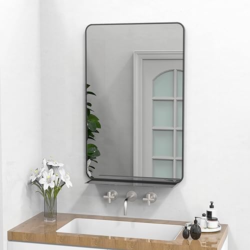 Miniatura 3 de WONSTART Espejo de pared grande negro moderno, 36 x 24 pulgadas, marco de aluminio rectangular, espejo para colgar en la pared horizontal o vertical