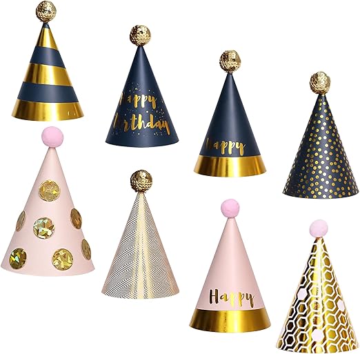 40 Bunte Partyhüte Geburtstag Set - 8 Farben Mit Gummiband - Perfekte Dekoration Für Kinderfeste