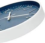 Foxtop Horloge murale moderne Silent Non Ticking Batterie exploitée Quartz Rond Horloge murale Décor pour la cuisine de chambre Maison Bureau École (12 Inch, Cerulean)