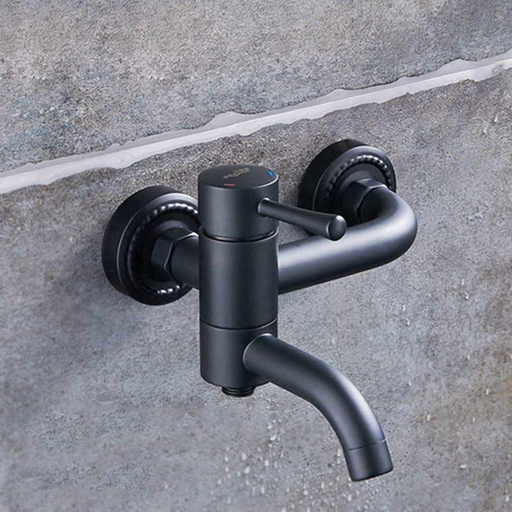 JYBNBBE Bathtub Faucet Shower Faucets Black Single Holder Wall Mounted Bathroom Faucet Bath Hot and Cold Water Mixer Tap Handheld Showerhead,Black C (Black a A)