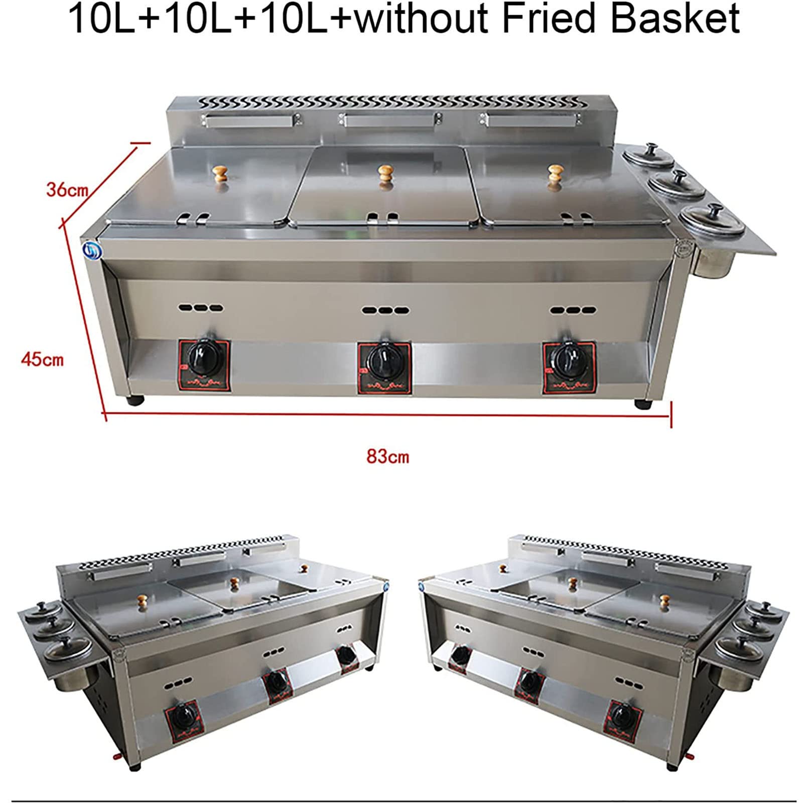 Friggitrice a gas di grande capacità, friggitrice GPL in acciaio inossidabile per uso domestico e commerciale - Friggitrice professionale, 20L/30L, potenza di fuoco regolabile, facile da pul