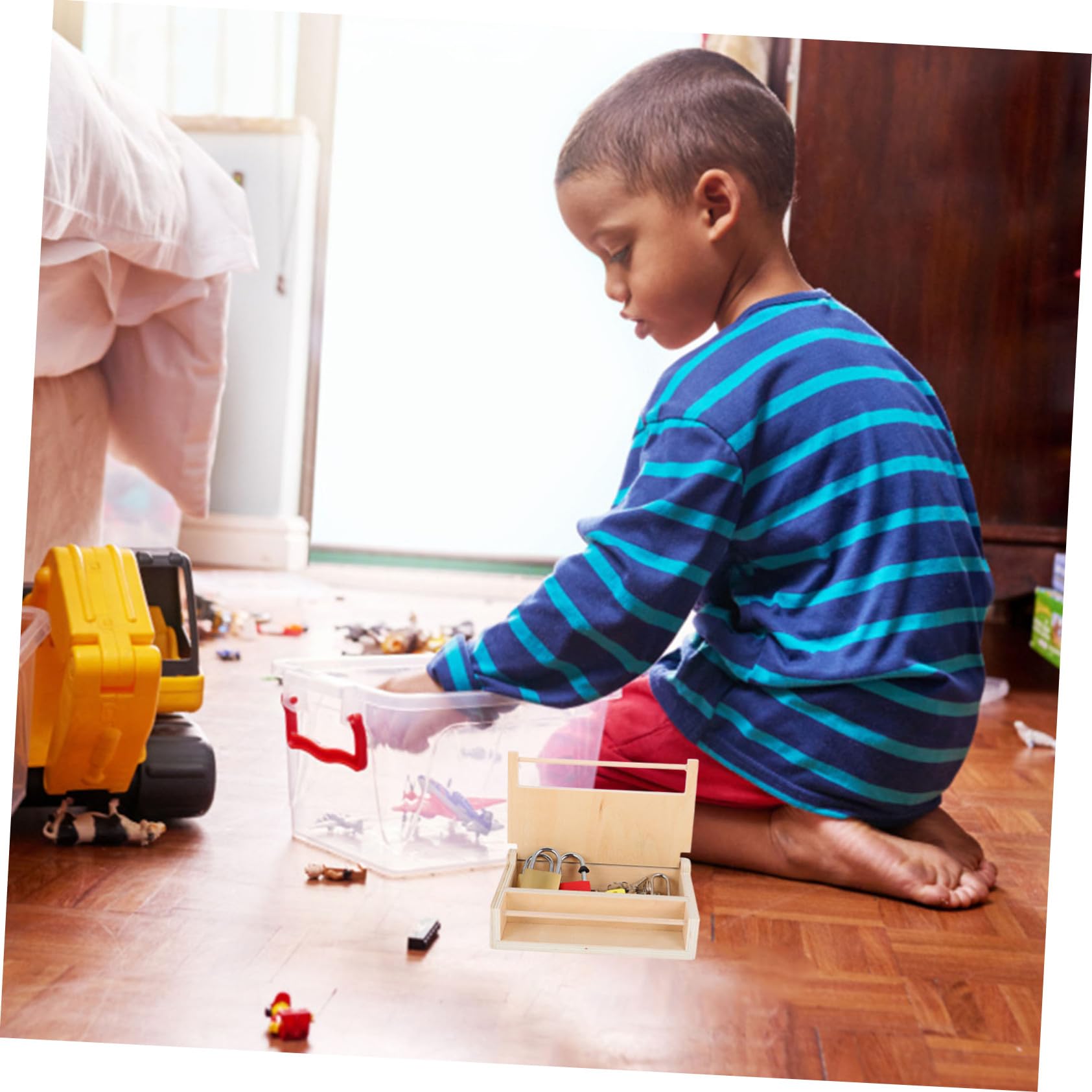 Gioco Lucchetti e Chiavi Montessori in Legno e Metallo | Ragazzo Ragazza e Toddlers, Gioco Educativo Meccanismi di Chiusura, Interazione Genitore-figlio