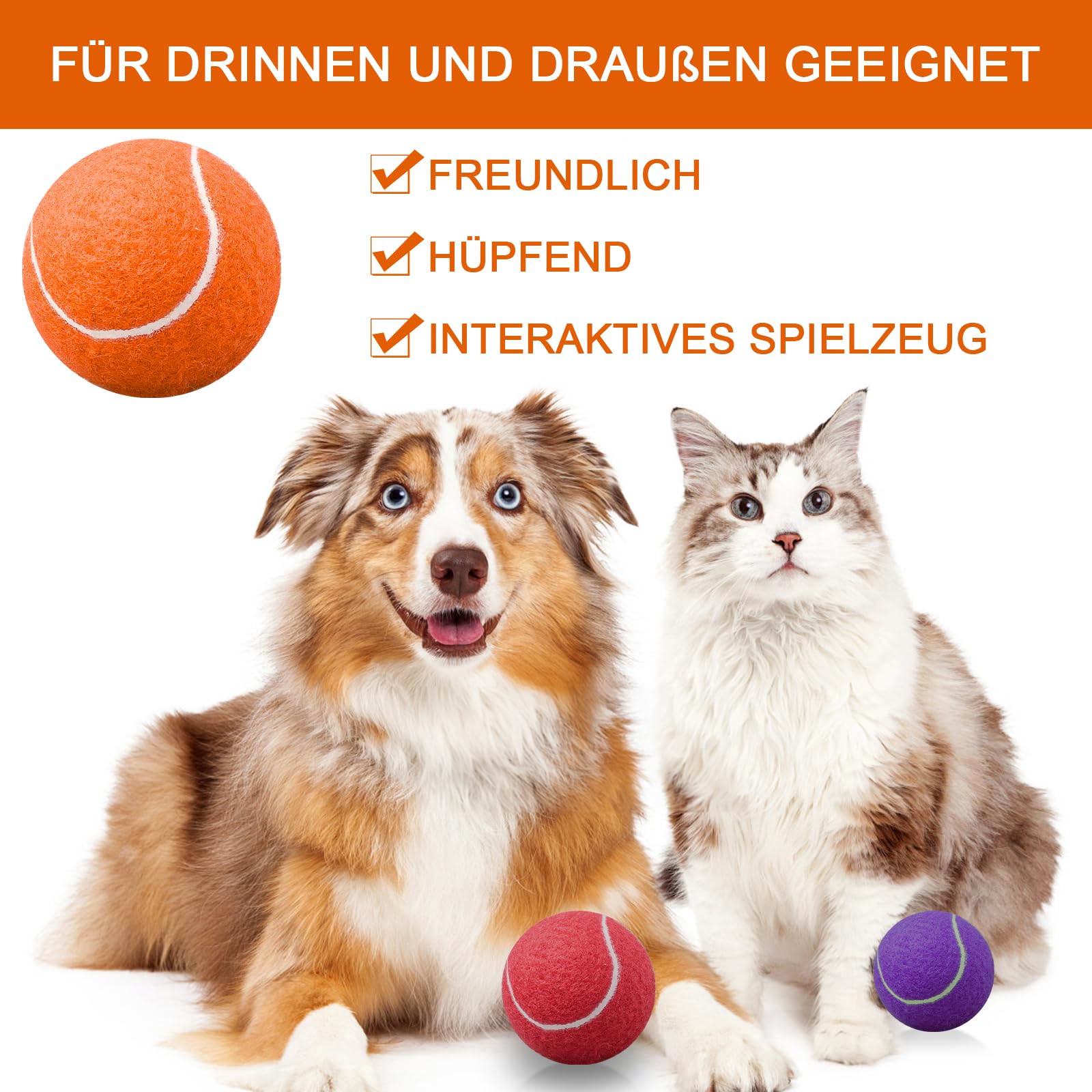 24 Stück Hunde-Tennisbälle, 6 cm, bunt, für Apportieren und Training | Farbiges Ballset für Wurfspiele, interaktives Spielen und tägliche Beschäftigung mit Hunden im Garten, Park oder Zuhause