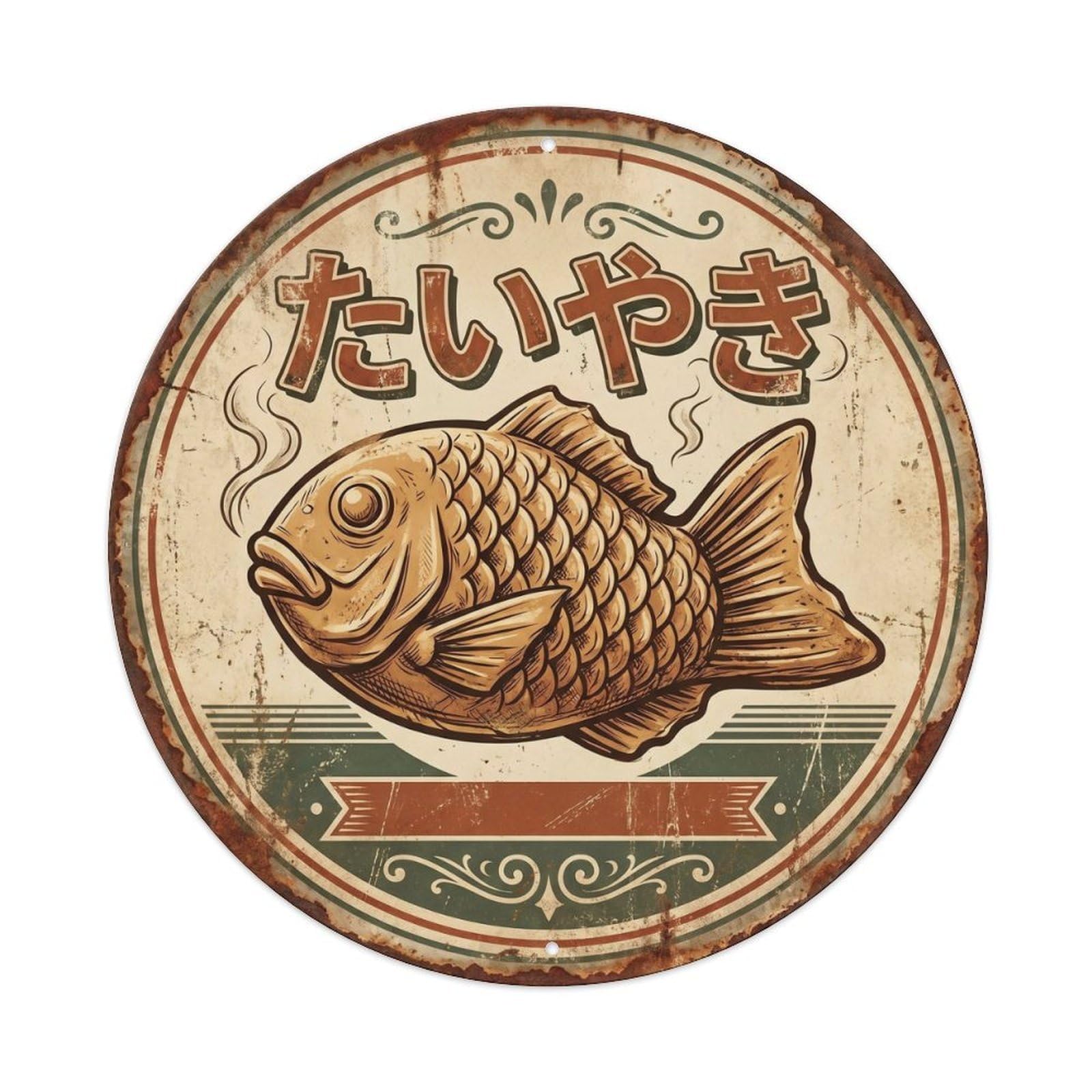 Street Food Taiyaki Japanese Dessert Roadside Diner Metal Tin Sign