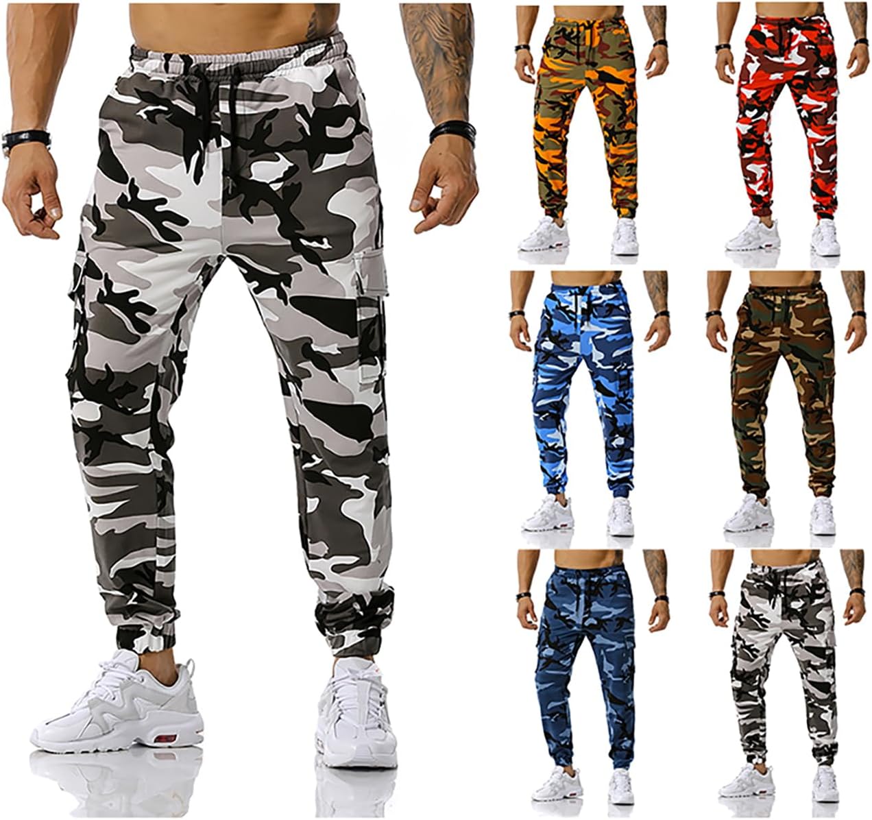 GRAJTCIN Casual Camo Joggers Sweatpants for Men Lightweight Hiking Outdoor Sweatpants Streetwear Pants for Men - Image 6