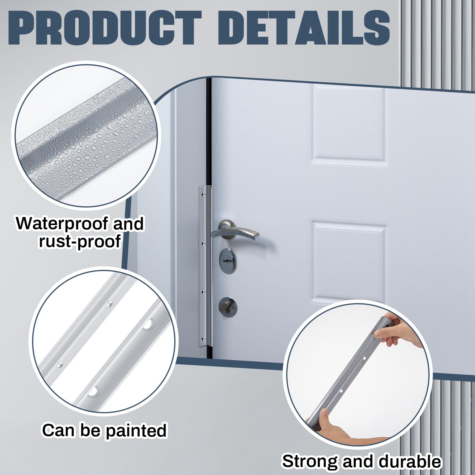 MorningRo Paquete de 4 protectores de pestillo de puerta de acero de 12 pulgadas, protector de pestillo construido con pintura gris para puertas de seguridad contra entrada forzada, fácil de instalar