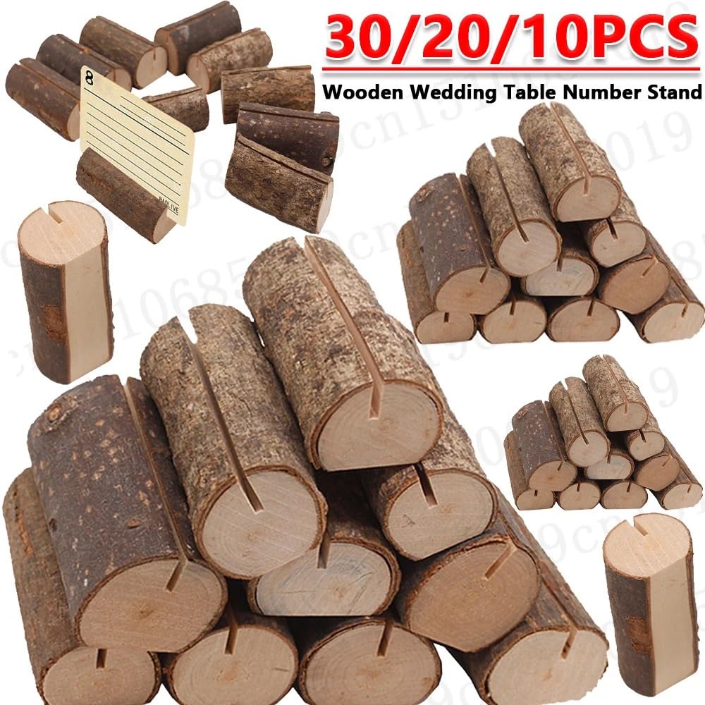 Generisch Tischnummernhalter 30–10 Stück Holz-Namenskartenhalter for Hochzeiten, Clip-Foto-Tischnummernständer, ländliche Hochzeits-Namens-Tischkartenhalter(30PCS)