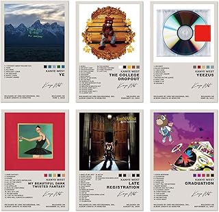 TUOCYERD Kanye West Poster Set of 6 Album Cover Posters Music Posters for Room