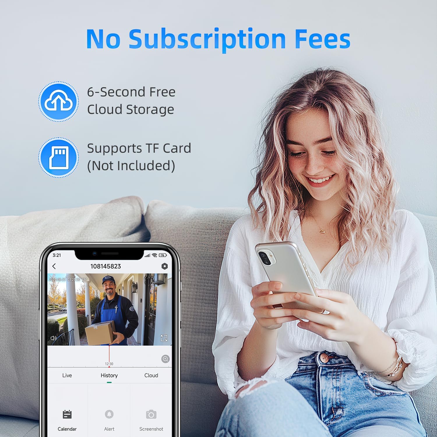 XTU Wireless Video Doorbell No Subscription-2K HD Security Doorbell Camera-Local/Cloud Storage with Multi-angle Bracket, Works with Alexa and Google Home (White) 3 71BLwmYEA6L. AC SL1500