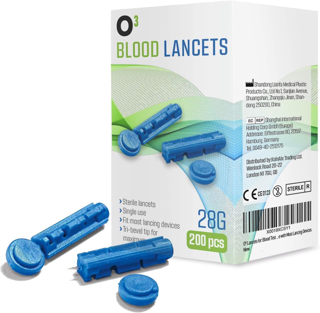 O³ Lancets for Blood Test 28g 200 Units Single Use Blood Lancets