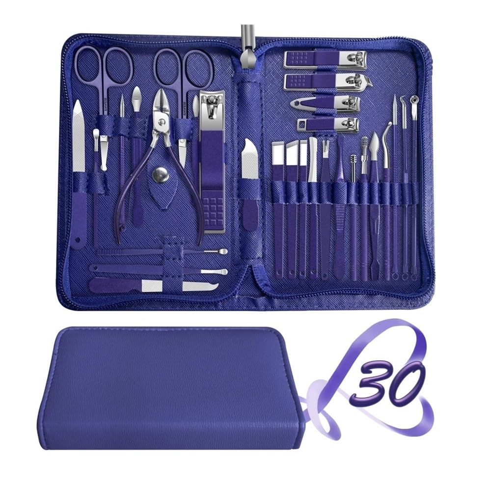 Kit de manicura y pedicura 30 en 1, Kit Profesional de cortauñas para Viajes (pies, Dedos de los pies, Dedos de Las Manos).