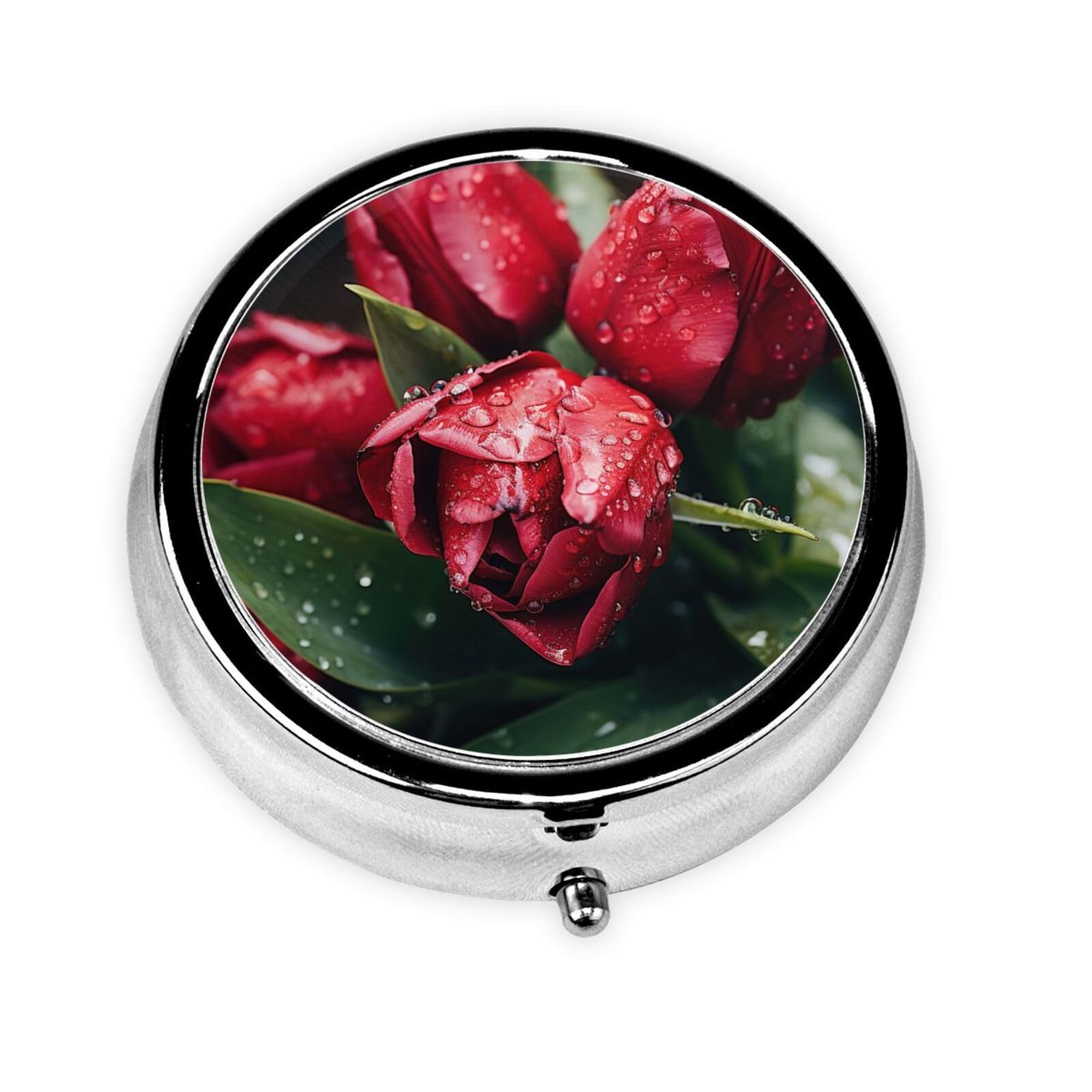 Amazon.com: Red Tulip Print Pill Box, Small Pill Case for Purse