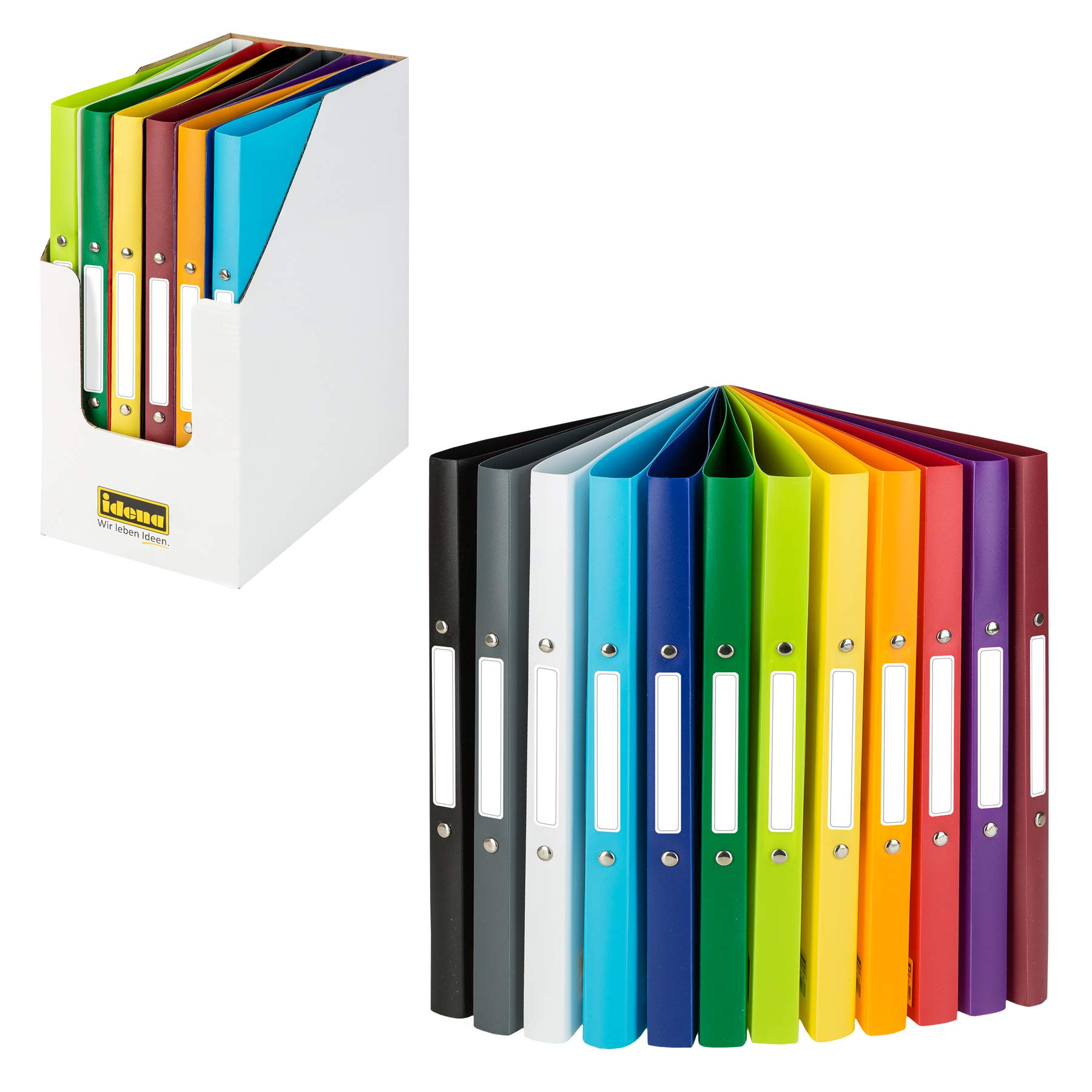 Landre Collegeblock A4, kariert und liniert, mit Rand, 80 Blatt, schwarz, 10 Stück & Idena 10426 - Ringbuch DIN A4, im 12er Set, 2-Ring-Mechanik mit 16 mm Durchmesser, 2 cm Rückenbreite