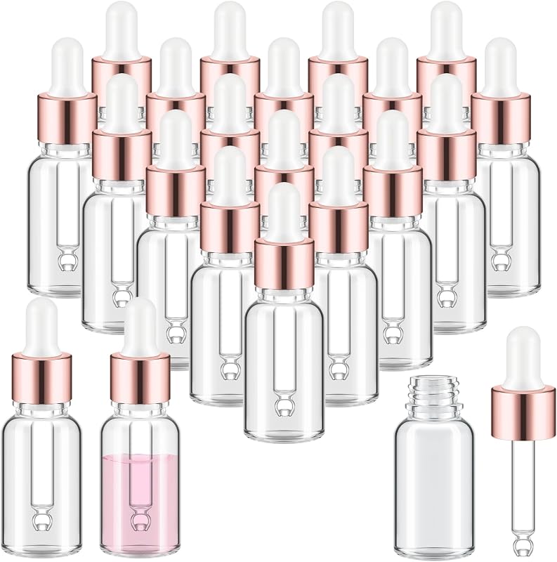 Didaey 100 Frascos de Vidro com Conta-gotas para Óleo, 15 mL, Rose Gold