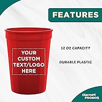 Vista 3 de Vasos de plástico desechables personalizados de 12 onzas. Juego de 100 unidades, paquete personalizado a granel, perfecto para verano, eventos