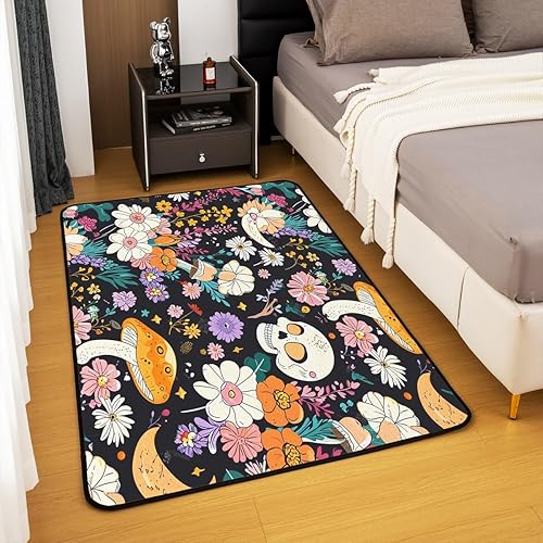 Miniatura 4 de Groovy - Alfombra de área con diseño de flores, luna, retro, floral, bohemio, para sala de estar, dormitorio, hogar, decoración del hogar, diseño de