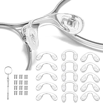 Silicone Nose Pads Pack of 15 Glasses Nose Pads U-Shape Glasses Repair Set with Small Screws Nuts Silicone Nose Pads Micro Screwdriver 3 Different Sizes for Glasses and Sunglasses