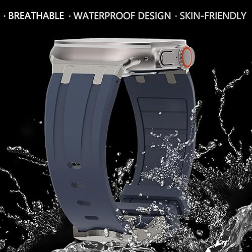 Miniatura 4 de NewWays AP Luxury Band for Apple Watch Ultra 49mm 46mm 45mm 44mm 42mm 41mm 40mm 38mm for Men Women, Sport Silicone Rubber Band with Stainless Steel